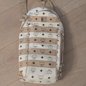 Authentic MCM cream and tan crossbody bag